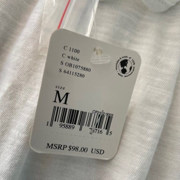 NWT Free People Top White Prairie Medium Cotton Oversized NEW Ivory Hippie $98 - Picture 14 of 15